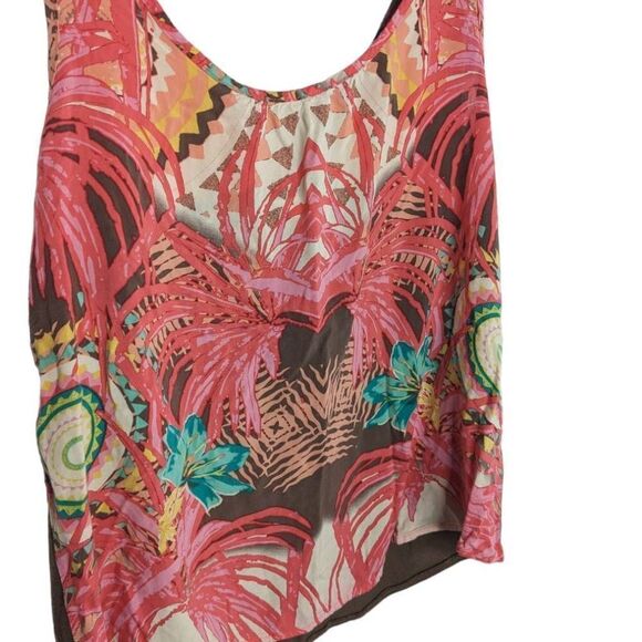 Sonoma Blouse Sleeveless back tie detail Tropical Print Medium Pink Red - Picture 3 of 10
